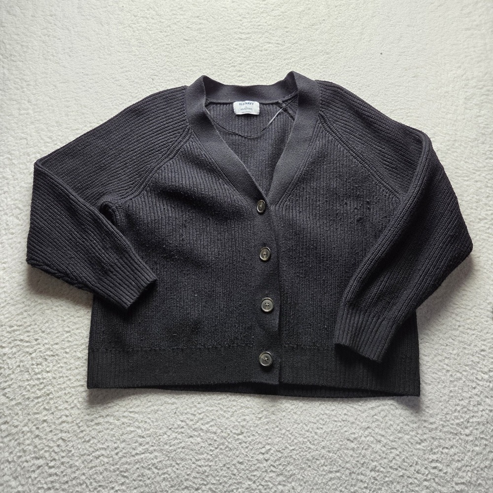 Old Navy Cardigan Sweater Womens XL Gray V Neck Long Sleeve Button Front Knit